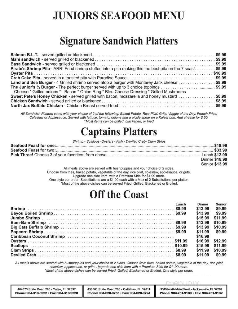 Junior's Seafood Restaurant & Grill - Callahan, FL