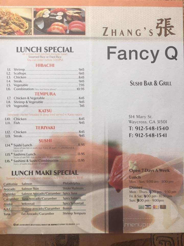 Zhang's Fancy Q Sushi Bar & Grill - Waycross, GA