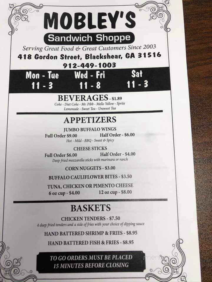 Mobley's Sandwich Shop - Blackshear, GA