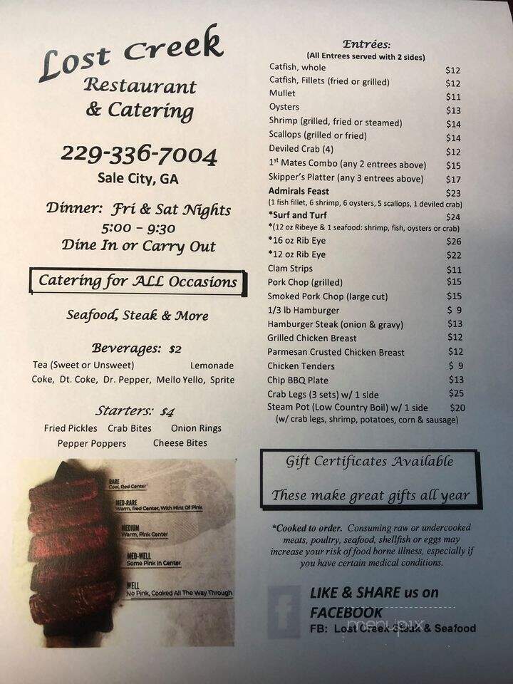 Lost Creek Steak & Seafood - Sale City, GA