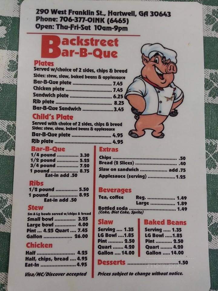 Backstreet BBQ - Hartwell, GA