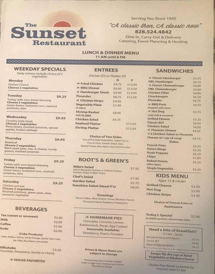 Sunset Restaurant - Franklin, NC