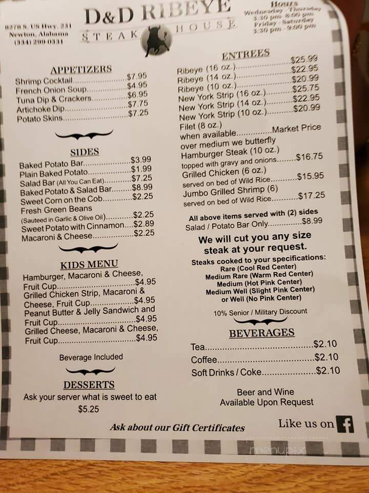 D & D Ribeye Steak House - Ozark, AL