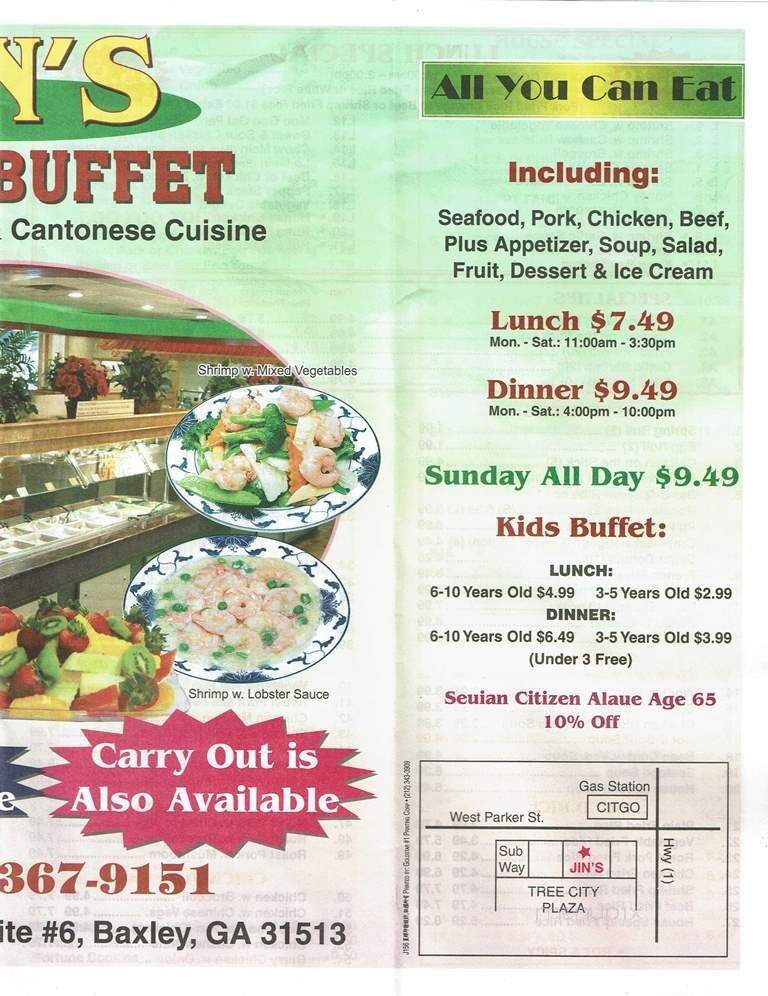 Jin's Chinese Buffet & Takeout - Baxley, GA