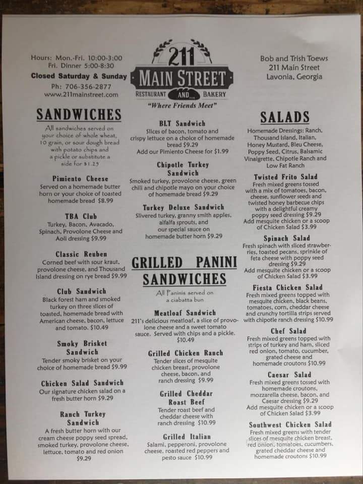 211 Main St Restaurant - Lavonia, GA